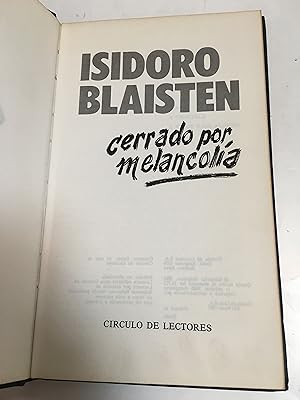 Seller image for Cerrado por melancolia for sale by Libros nicos