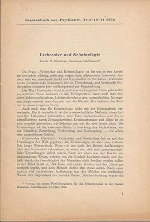 Seller image for Verbrecher und Kriminologie OFFPRINT for sale by PRISCA