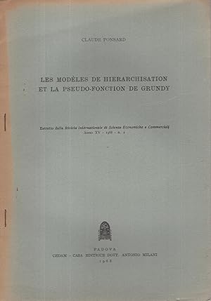 Seller image for Les modles de hierarchisation et la pseudo-fonction de Grundy for sale by PRISCA