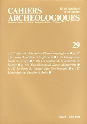 Bild des Verkufers fr Cahiers archologiques fin de l'antiquit et moyen age n 29 zum Verkauf von PRISCA