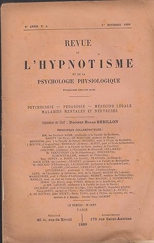 Image du vendeur pour Revue de l'hypnotisme 1 novembre 1889 mis en vente par PRISCA