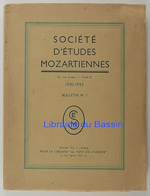 Société d'Etudes Mozartiennes Bulletin n°1 1930-1932