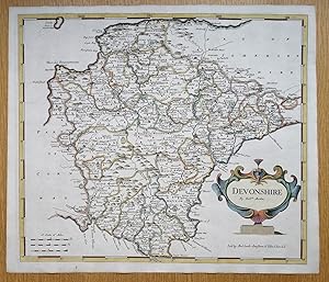 Antique Map DEVON, Robert Morden, original hand coloured 1695