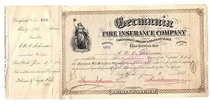 Germania Fire Insurance Company. Certificate No. 1925 for 30 Shares vom 2nd. June 1880 (and cance...