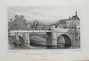 KENT SANDWICH TOLL BRIDGE River Stour Original Steel Engraved Antique Print 1839