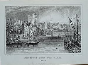 MAIDSTONE KENT River Medway original Steel Engraved Antique Print 1829