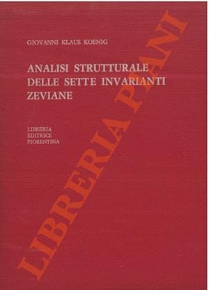 Imagen del vendedor de Analisi strutturale delle sette invarianti zeviane. a la venta por Libreria Piani