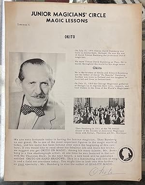 Bild des Verkufers fr Junior Magicians' Circle Magic Lessons: Okito (Lesson 6) Theo "Okito" Bamberg - December 9, 1952 Letter zum Verkauf von Moe's Books