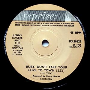 Bild des Verkufers fr Ruby, Don't Take Your Love To Town / Girl, Get Ahold of Yourself [7" 45 rpm Single] zum Verkauf von Kayleighbug Books, IOBA