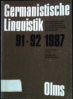 Bild des Verkufers fr Studien zur Dialektologie; Teil: 1. ; Germanistische Linguistik ; 91/92 zum Verkauf von books4less (Versandantiquariat Petra Gros GmbH & Co. KG)
