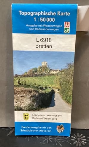 Topographische Karte; Teil: L 6918., Bretten. 1 : 50 000 Ausgabe mit Wanderwegen und Radwanderwegen.