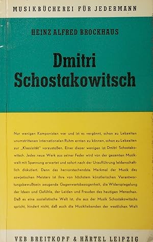 Image du vendeur pour Dmitri Schostakowitsch (Shostakovich) (Musikbucherei fur Jedermann 21) mis en vente par Austin Sherlaw-Johnson, Secondhand Music