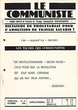 Le Communiste - organe central en français du Groupe Communiste Internationaliste. N° 21 - Decemb...