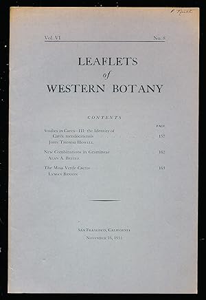 Image du vendeur pour Leaflets of Western Botany vol.6, no.8 (November 16.1951) mis en vente par Paradox Books USA