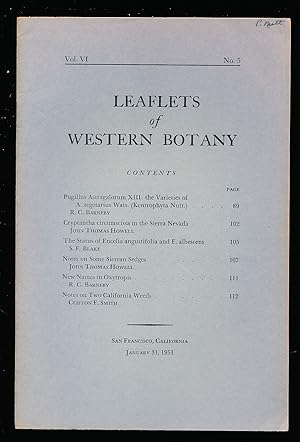 Image du vendeur pour Leaflets of Western Botany vol.6, no.5 (January 31.1951) mis en vente par Paradox Books USA
