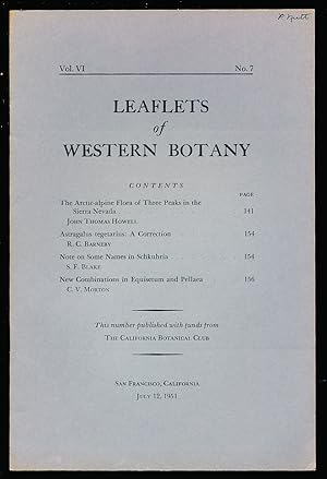 Image du vendeur pour Leaflets of Western Botany vol.6, no.7 (July 12.1951) mis en vente par Paradox Books USA