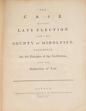 Bild des Verkufers fr The Case of the Late Election for the County of Middlesex. zum Verkauf von The Lawbook Exchange, Ltd., ABAA  ILAB