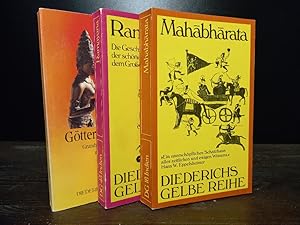 Image du vendeur pour Konvolut Indien: (1): Die groen Gtter Indiens, Grundzge von Hinduismus und Buddhismus. Von Hans Wolfgang Schumann; (2) Ramayana. Die Geschichte vom Prinzen Rama, der schnen Sita und dem grossen Affen Hanuman. Ins Deutsche bertragen von Claudia Schmlders, durchgesehen von Annemarie Etter; (3) Mahabharata, Indiens groes Epos, aus dem Sanskrit zusammengefasst und bersetzt von Biren Roy. (= Diederichs gelbe Reihe, Band 129, 45 und 16). mis en vente par Antiquariat Kretzer