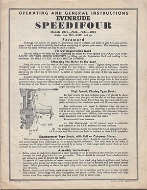 Imagen del vendedor de Evinrude Outboard Motor Speedifour 7031 7032 7033 7034 Instruction Manual 1945 a la venta por The Jumping Frog