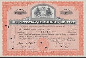 Seller image for Pennsylvania Railroad Stock Certficate 50-shares 1955 for sale by The Jumping Frog