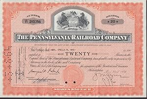 Seller image for Pennsylvania Railroad Stock Certficate 20-shares 1956 for sale by The Jumping Frog