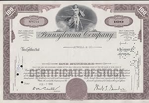 Seller image for Pennsylvania [Railroad] Stock Certficate 100-shares 1966 for sale by The Jumping Frog