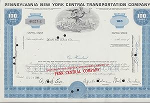 Seller image for Pennsylvania New York Central [Penn Central] RR Stock Certificate 100-shr 1968 for sale by The Jumping Frog