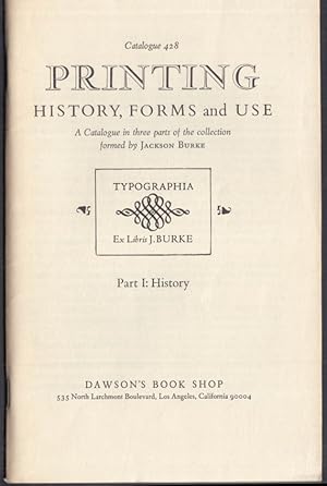 Seller image for Jackson Burke Collection Printing History sale catalog Dawson's Book Shop 1974 for sale by The Jumping Frog