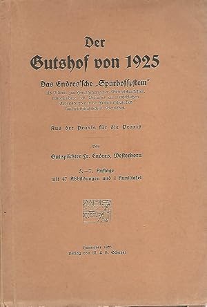 Bild des Verkufers fr Der Gutshof von 1925. Das Endres'sche "Sparhofsystem" als Mittel der Herabsetzung der Betriebsunkosten, insbesondeere des Bedarfes an menschlichen Arbeitskrften in der Hofwirtschaft des landwirtschaftlichen Betriebes. Aus der Praxis fr die Praxis. zum Verkauf von Lewitz Antiquariat