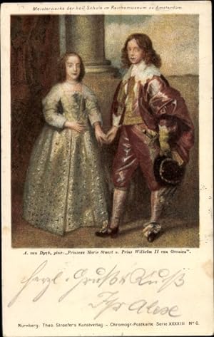 Bild des Verkufers fr Knstler Ansichtskarte / Postkarte Van Dyck, Prinzess Marie Stuart, Prinz Wilhelm II von Oranien - Stroefer XXXXIII 6 zum Verkauf von akpool GmbH