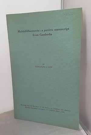 Imagen del vendedor de Mahadibbamanta: a paritta manuscript from Cambodia. Reprinted from the Bulletin of the School of Oriental and African Studies. a la venta por Addyman Books