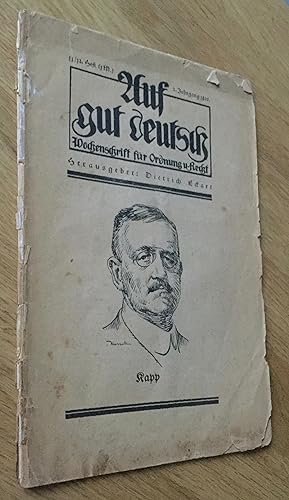 Auf gut deutsch. Wochenschrift für Ordnung und Recht. 1920. Rapp.