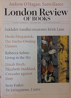 Immagine del venditore per London review Of Books 9 October 2003 venduto da Shore Books