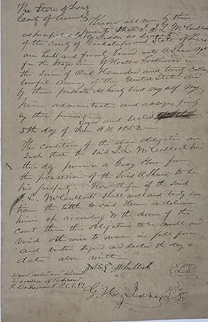 MANUSCRIPT AGREEMENT BETWEEN JOHN L. McCULLOCH, WITH G.H. JUDSON AS SECURITY, OF GUADALUPE COUNTY...