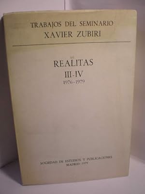 Imagen del vendedor de Realitas III-IV (1976-1979) Trabajos del Seminario Xavier Zubiri a la venta por Librera Antonio Azorn