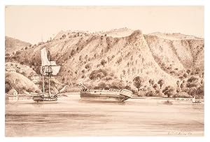 Bild des Verkufers fr Richmond Hill, Grenada. Original signed pencil and sepia wash drawing, titled in pencil 'Richmond Hill Grenada July 1850' zum Verkauf von Donald A. Heald Rare Books (ABAA)