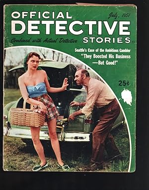 Seller image for Official Detective Stories 7/1951-Handcuffed criminal attacks girl cover-Violent crime stories-posed photos-vintage ads-G/VG for sale by DTA Collectibles