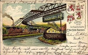 Wappen Litho Wuppertal, Schwebebahn Elberfeld Barnem