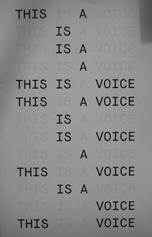 Imagen del vendedor de This is a voice. a la venta por Antiquariat Bernd Preler