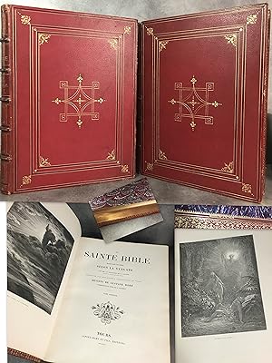 Image du vendeur pour Gustave Dor La sainte bible Exceptionnel exemplaire sur papier fin et reli en plein maroquin. Edition de 1866 La Sainte Bible. Traduction nouvelle par J.J.Bourass et P.Janvier. Dessins de Gustave Dor.Ornementation de Giacomelli mis en vente par Daniel Bayard librairie livre luxe book