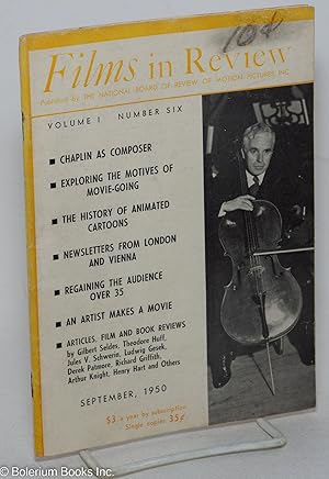 Bild des Verkufers fr Films in Review: vol. 1, #6, Sept. 1950: Chaplin as Composer zum Verkauf von Bolerium Books Inc.