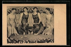 Bild des Verkufers fr Knstler-Ansichtskarte Ferdinand Hodler: Zrich, Kunsthaus, Heilige Stunde, Vier Frauen mit Blumen zum Verkauf von Bartko-Reher