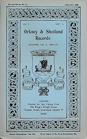 Imagen del vendedor de Orkney and Shetland Records and Sasines. Volume I Part III. January 1909. Old Lore Series 10 a la venta por Barter Books Ltd