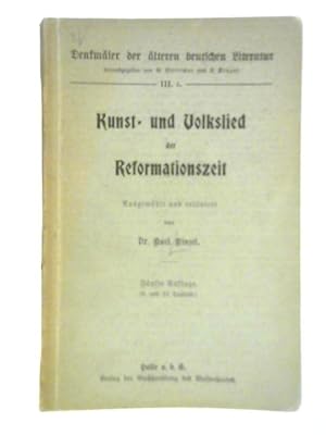 Bild des Verkufers fr Kunst und Volkslied der Reformationszeit zum Verkauf von World of Rare Books