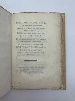 Bild des Verkufers fr Angeli Mar. Bandini. Epistola de celeberrimo Codice Tacticorum bibliothecae Laurentianae zum Verkauf von Coenobium Libreria antiquaria