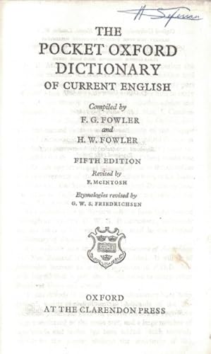 Seller image for THE POCKET OXFORD DICTIONARY OF CURRENT ENGLISH. for sale by Librera Torren de Rueda