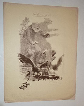Les Aveugles. (Caricature figurant Guillaume II, François-Joseph Ier, Ferdinand Ier (1830-1916) e...