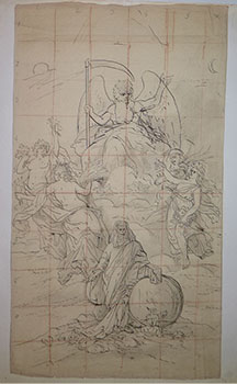 Allegory of Time with Father Time, Maidens and Death. Original drawing.