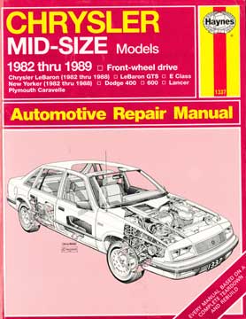 Seller image for Chrysler Mid-Size Models 1982 thru 1989 Automotive Repair Manual for sale by Wittenborn Art Books