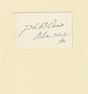 AUTOGRAPH: A Card SIGNED by the governor of Rhode Island JOHN W. DAVIS, who was a strong supporte...